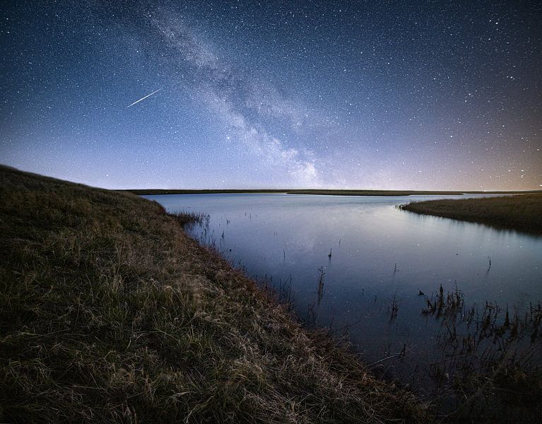Milky Way and shooting star. by Corné Ouwehand