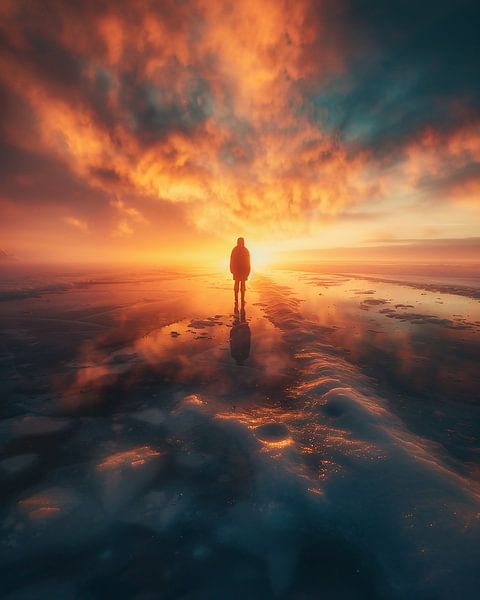 Eenzaamheid in wintermagie van fernlichtsicht