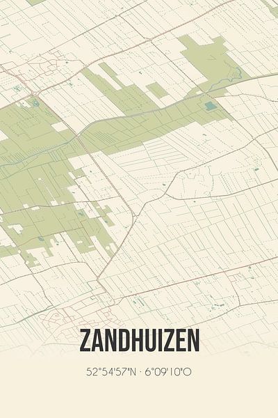 Vintage map of Zandhuizen (Fryslan) by Prints of Place