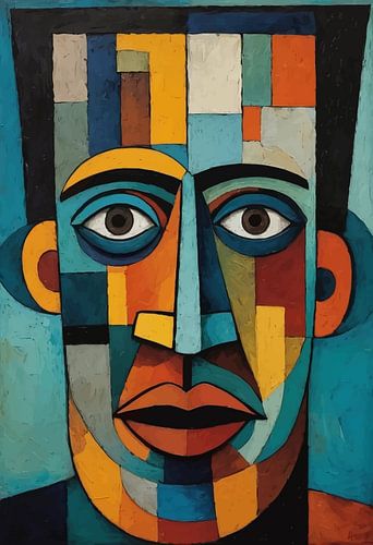 Abstract Afrikaans kubistisch Man Kunstportret