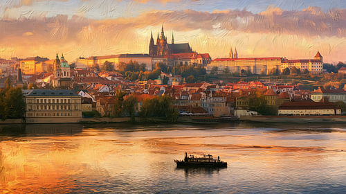 Panorama abstrait du château de Prague, en République tchèque
