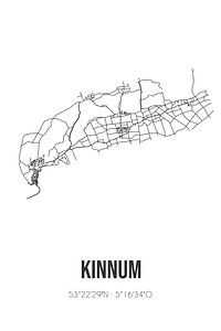 Kinnum (Fryslan) | Carte | Noir et blanc sur Rezona