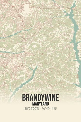 Vintage landkaart van Brandywine (Maryland), USA.