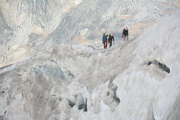 Climbers on the Aiguille du Midi, Chamonix-Mont Blanc, France by Yvette J. Meijer