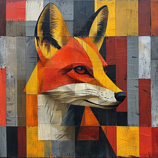 Geometric Fox Painting by Modern Collection