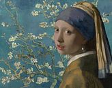 Meisje met de parel - Amandelbloesem, blauw van Digital Art Studio thumbnail