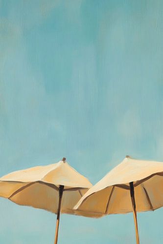 Parasols in de heldere lucht