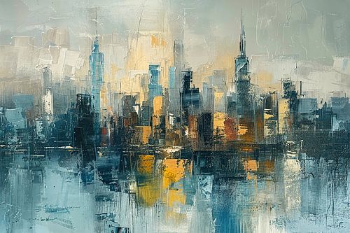 City painting Abstract | Reflective Metropolis