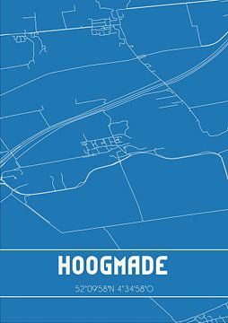 Blauwdruk | Landkaart | Hoogmade (Zuid-Holland) van Rezona
