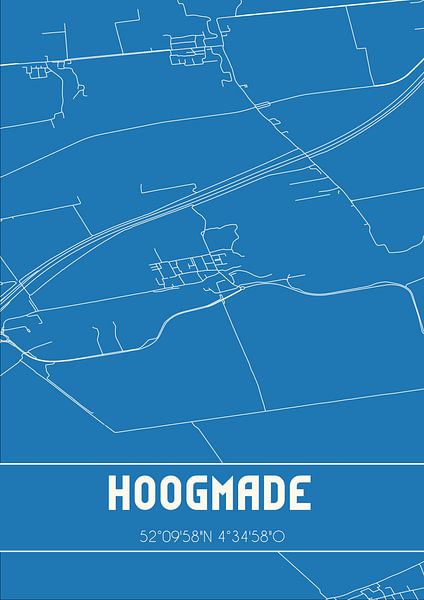 Blauwdruk | Landkaart | Hoogmade (Zuid-Holland) van Stad & Wand