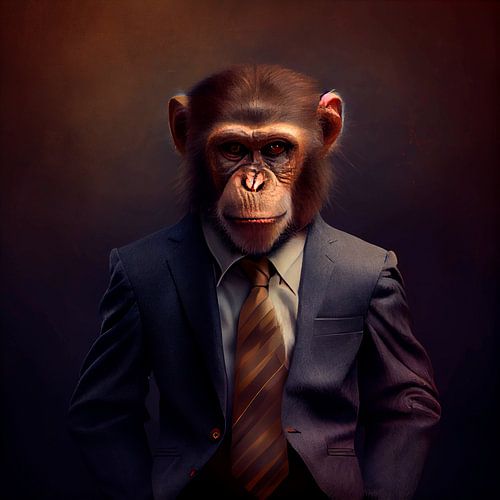 Stately portrait of a Monkey in a fancy suit