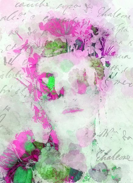 With green and pink flowers by Gabi Hampe