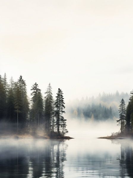 Mist bij het bergmeer van fernlichtsicht