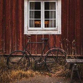 Skandinavische Szene mit Fenster und Fahrrad von Prints by Abigail Van Kooten