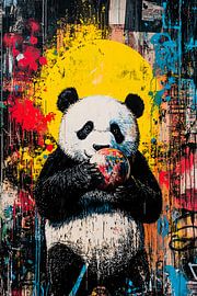 Panda mit buntem Graffiti von Art & Soul Creations