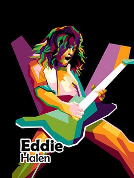 De gitarist Eddie Halen in de pop-art poster van miru arts