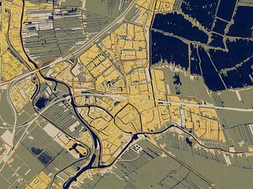 Kaart van Gouda in de stijl van Gustav Klimt van Maporia