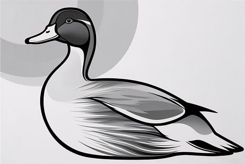 Zwart-wit eend illustratie