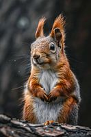 Close-up of Curious Squirrel in Forest