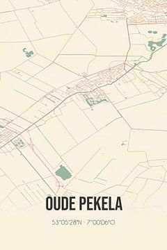 Vintage landkaart van Oude Pekela (Groningen) van Rezona