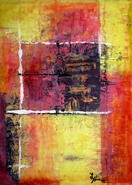 Vierkante I in rood, zwart en geel van elha-Art