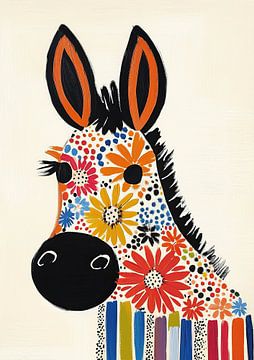 Bloem Paard | Kleurrijk Paard van Modern Collection