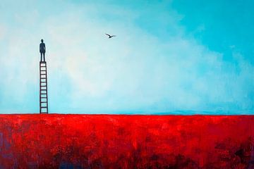 Lucht boven een rood veld van Poster Art Shop