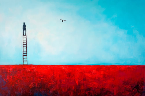 Lucht boven een rood veld