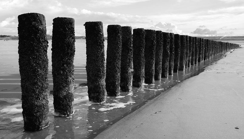 Golfbrekers aan het strand van Zeeuws Vlaanderen 2 van Adriana Zoon