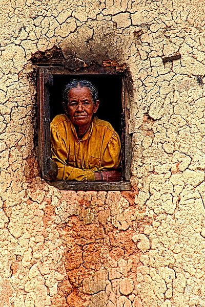 Dame in raam by Edzo Boven