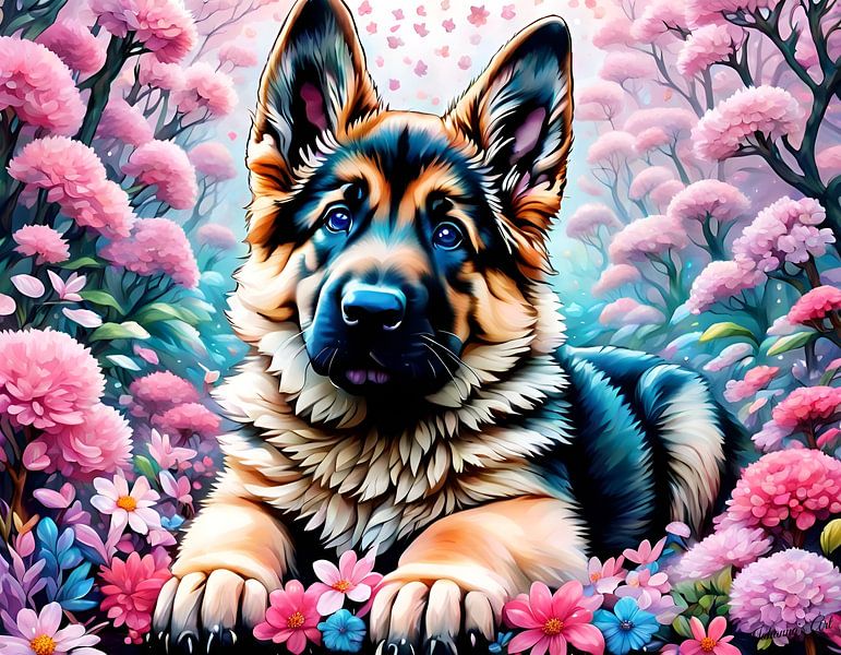 Cute little German Shepherd -4 by Johannas Art Creations