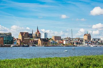 View to the hanseatic town Rostock, Germany van Rico Ködder