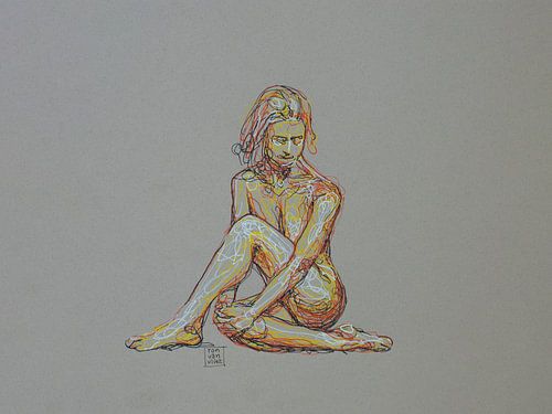 Femme assise dans des lignes lâches