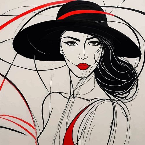 Minimalistisch schilderij van vrouw