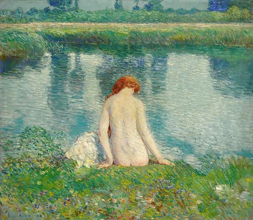 Baadster en wolkenreflecties, Childe Hassam