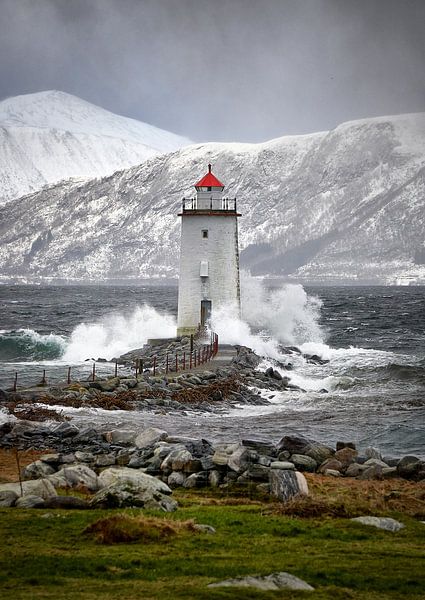 Lighthouse during storm on Godøy, Sunnmøre, Møre og Romsdal, Norway by qtx