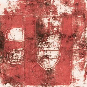 Europa. Abstraktes Kunstwerk in rostigem Rot und Weiß. von Dina Dankers