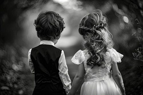 kinderen lopen samen door de natuur