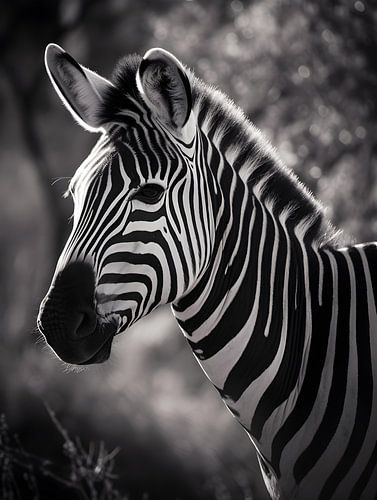 Zebra portrait in timeless black and white elegance