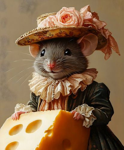 Portrait de souris avec fromage