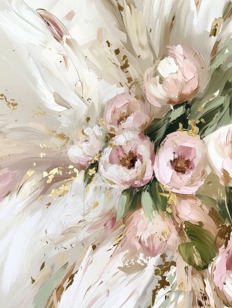 Abstracte Pioenrozen in Pastel van Your unique art
