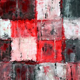 Komposition Squares in Rot, Schwarz und Weiß von elha-Art