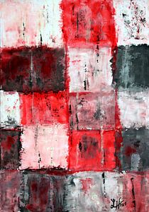 Komposition Squares in Rot, Schwarz und Weiß von elha-Art