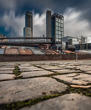 Along the quay of the Leeuwarder city canal from a frog's perspective. by Harrie Muis