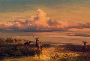 Carl Schweninger, Hirsche in der Au