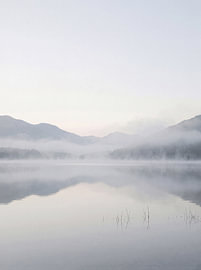Misty Mountain Lake Landscape by Markus Gann