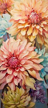 Dahlia's | Bloemen Impressionisme van Abstract Schilderij