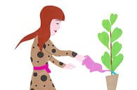 Plantjes water geven met een Olifant van Karolina Grenczyk thumbnail