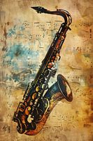 Abstract Saxophone on Music Paper