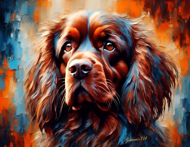 Sussex Spaniel Dog Art 2 - Original Artwork by Johanna's Art by Johannas Art Creations